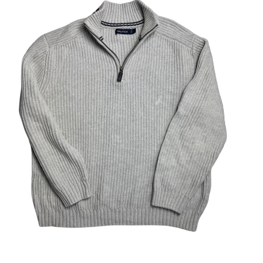 Nautica Men's Khaki Gray 1/4‎ Zip Sweater 90’s VTG